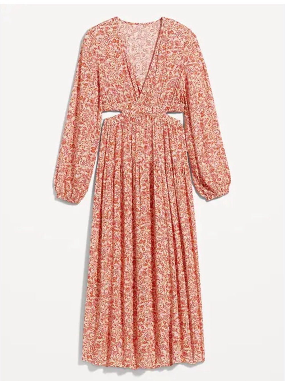 Old Navy Orange Floral Wrap Maxi Dress